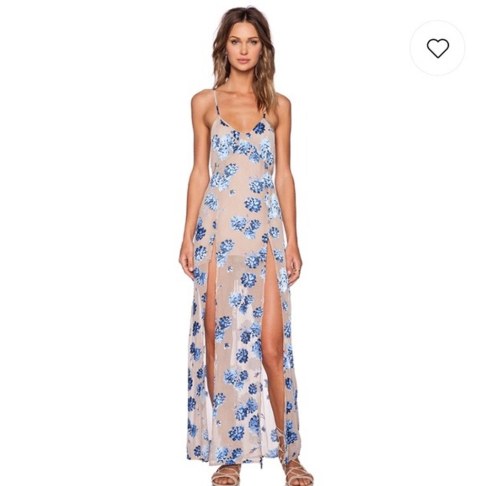 For love and lemons maxi small floral blue dress